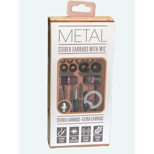 Sentry Metal Stereo Earbuds With Mic & Extra Earpads